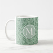 Monogram Sage Green Spirals - Personalisiert Kaffeetasse (Links)