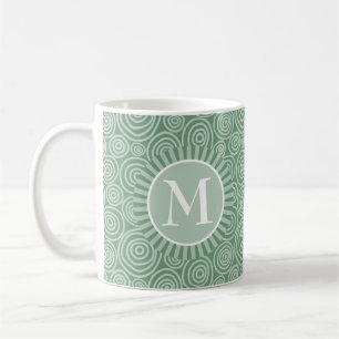 Monogram Sage Green Spirals - Personalisiert Kaffeetasse
