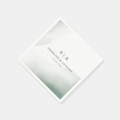 Monogram Sage Green Watercolor Wash Wedding Serviette (Ecke)