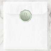 Monogram Sage Green Wax Siegel Initial Embossed Runder Aufkleber (Tasche)
