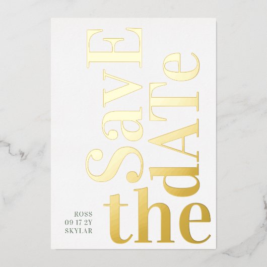 Monogram Sage Green White Save the Date Folieneinladung (Vorderseite)