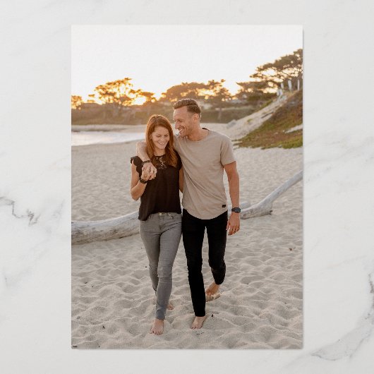 Monogram Sage Green White Save the Date Folieneinladung (Rückseite)