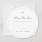 Monogram Sage Grey Frame Foto Save the Date Einladung (Vorderseite)