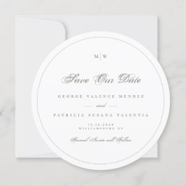 Monogram Sage Grey Frame Foto Save the Date Einladung