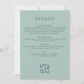 Monogram Sage Olive Green QR Code Hochzeit Einladung (Rückseite)
