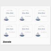 Monogram Sailboat Boy Baby Shooting Buchzeichen Quadratischer Aufkleber (Blatt)