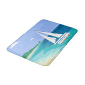 Monogram Sailboat Coastal Tropical Beach Bath Mat Badematte (Schrägansicht)