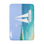 Monogram Sailboat Coastal Tropical Beach Bath Mat Badematte (Vorderseite Vertikal)