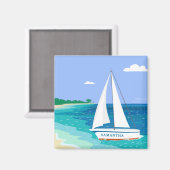 Monogram Sailboat Coastal Tropical Beach Magnet (Vorderseite/Rückseite)