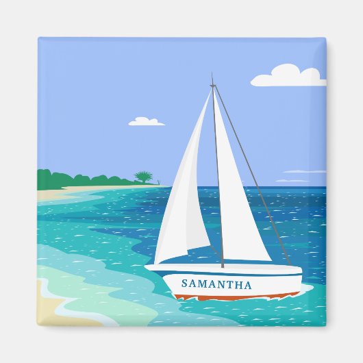 Monogram Sailboat Coastal Tropical Beach Magnet (Vorne)