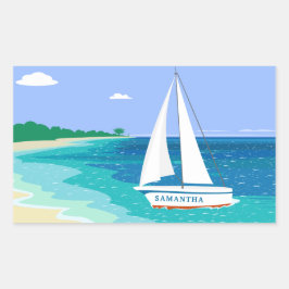 Monogram Sailboat Coastal Tropical Beach Stickers