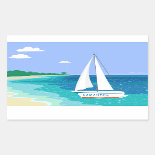 Monogram Sailboat Coastal Tropical Beach Stickers