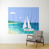 Monogram Sailboat Coastal Tropical Beach Wandteppich (Beispiel (Horizontal))