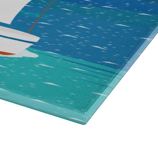 Monogram Sailboat Coastal Tropical Cutting Board Schneidebrett (Ecke)