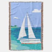Monogram Sailboat Coastal Tropical Throw Blanket Decke (Vorderseite Vertikal)