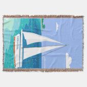 Monogram Sailboat Coastal Tropical Throw Blanket Decke (Vorderseite)