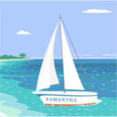 Monogram Sailboat Ocean Tropical Seaview Aufkleber (Vorderseite)