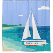 Monogram Sailboat Tropical Beach Duschvorhang (Vorderseite)