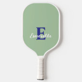 Monogram Salbei Blau, modern minimalistisch Pickleball Schläger (Rückseite)