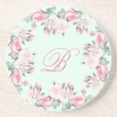Monogram Sandstone Untersetzer Floral Rose Custom (Vorne)