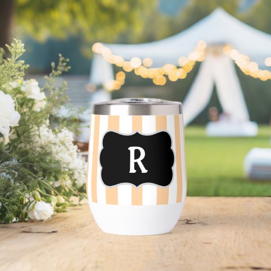 Monogram Sandy Beach Aprikose Weiße Cabana Streife (Hochzeit (gedreht))