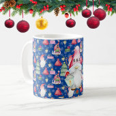 Monogram Santa Gnome for Christmas Pattern Blue Kaffeetasse