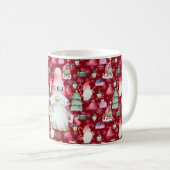 Monogram Santa Gnome for Christmas Pattern Red Kaffeetasse (VorderseiteRechts)