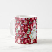 Monogram Santa Gnome for Christmas Pattern Red Kaffeetasse (Vorderseite Links)