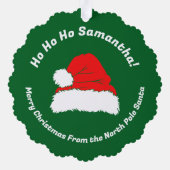 Monogram Santa Merry Christmas Ornament Karte (Rückseite)