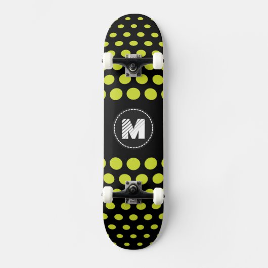 Monogram-Säure-Polka-Dots-Muster Skateboard (Vorderseite)
