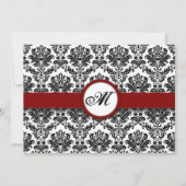 Monogram-Save the Date-Karte Burgundy Damask Save The Date (Rückseite)