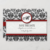 Monogram-Save the Date-Karte Burgundy Damask Save The Date (Vorne/Hinten)