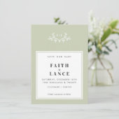 MONOGRAM SAVE THE DATE niedliches Zwiebelgrün Einladung (Stehend Vorderseite)