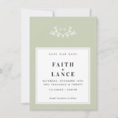 MONOGRAM SAVE THE DATE niedliches Zwiebelgrün Einladung (Vorderseite)