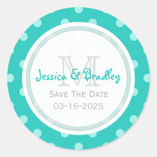 Monogram Save the Date Stickers Punkt BG