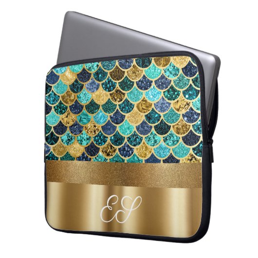 Monogram-Scales aus Edelmetall-Schwanz Laptopschutzhülle (Vorderseite Links)