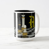 Monogram Schachspieler-Tasse Zweifarbige Tasse (VorderseiteRechts)
