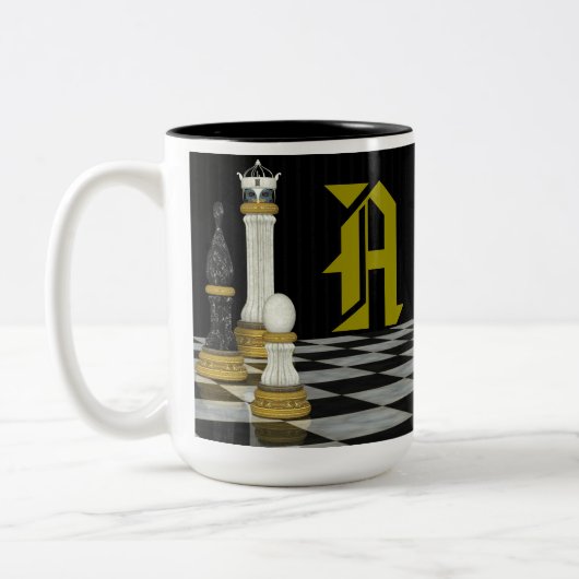 Monogram Schachspieler-Tasse Zweifarbige Tasse (Links)