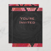 Monogram Schlange Schwarz und Rot Einladung (Vorne/Hinten)