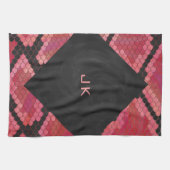 Monogram Schlange Schwarz und Rot Handtuch (Horizontal)