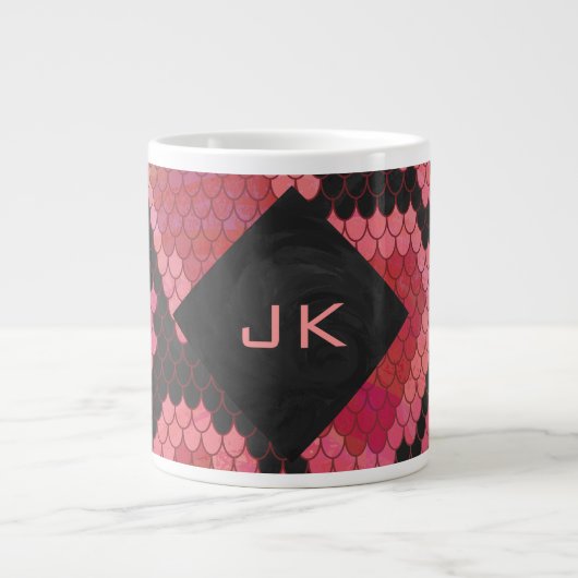 Monogram Schlange Schwarz und Rot Jumbo-Tasse (Vorderseite)