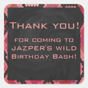 Monogram Schlange Schwarz und Rot Quadratischer Aufkleber