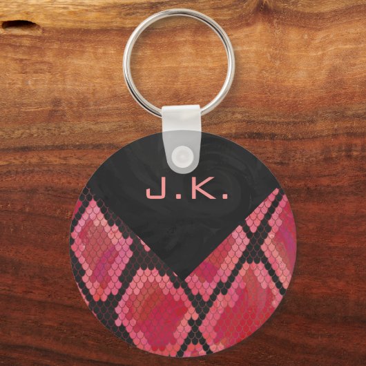 Monogram Schlange Schwarz und Rot Schlüsselanhänger (Vorderseite)