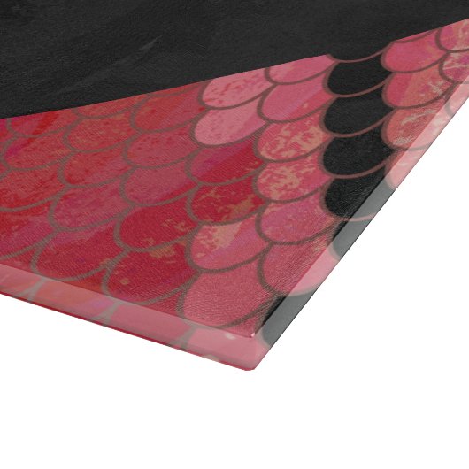 Monogram Schlange Schwarz und Rot Schneidebrett (Ecke)