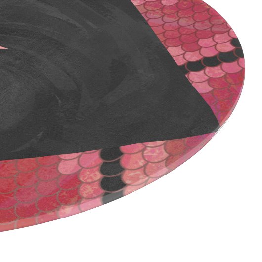 Monogram Schlange Schwarz und Rot Schneidebrett (Ecke)