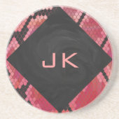 Monogram Schlange Schwarz und Rot Untersetzer (Vorne)
