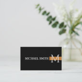 Monogram Schlicht Black Modern Bronze Visitenkarte (Stehend Vorderseite)
