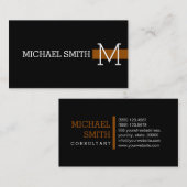 Monogram Schlicht Black Modern Brown #2 Visitenkarte (Vorne/Hinten)