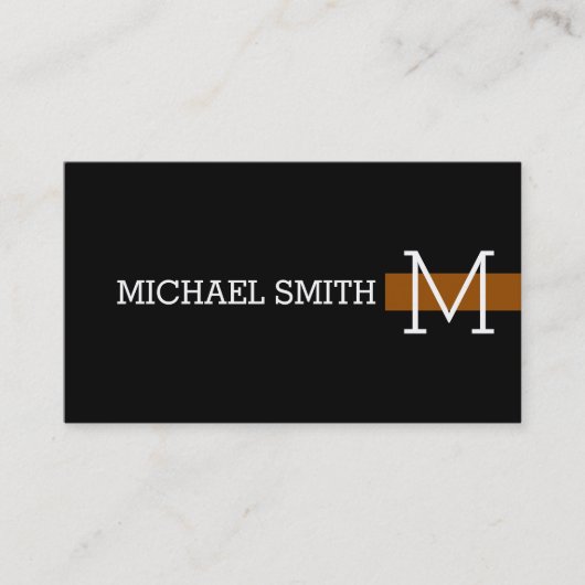 Monogram Schlicht Black Modern Brown #2 Visitenkarte (Vorderseite)