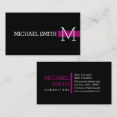 Monogram Schlicht Black Modern Flirt Visitenkarte (Vorne/Hinten)